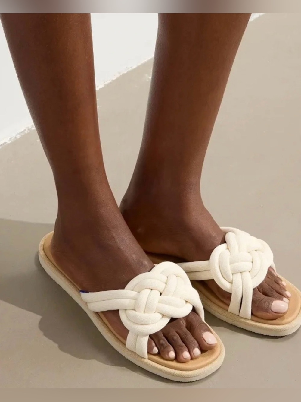 Rothy's The Summer Sandal Knotted Rope White Sand 9.5 Coastal Boho Flat New